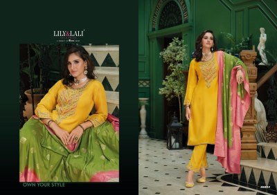 LILY And LALI Mahek e Vastra Designer Embroidered Viscose Suit with Lace Pant And Jacquard Dupatta Wholesale kurtis catalogs
