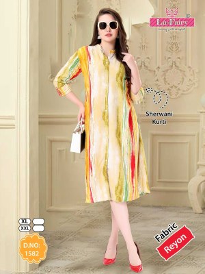 La Fairy present fancy Umbrella style fancy reyon kurti catalogue at low rate kurtis catalogs