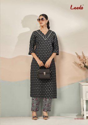 Laado Kavya Vol 5 Heavy Cotton Printed Kurti Catalogs Long Cord Set Top with Lace Printed Plazzo Pants Wholesale kurtis catalogs