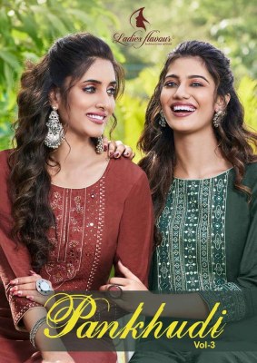 Ladies Flavour Pankhudi vol 3 Heavy Sequence embroidery work Kurti catalogue supplier  Ladies Flavour