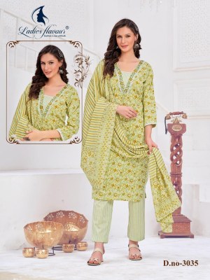 Ladies flavour by D No 3034 and 3035 pure cotton with embroidered readymade suit catalogue  Ladies Flavour