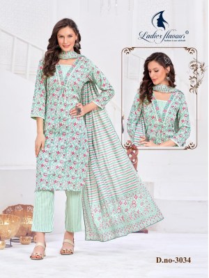 Ladies flavour by D No 3034 and 3035 pure cotton with embroidered readymade suit catalogue  readymade suit catalogs