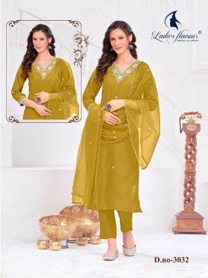 Ladies flavour by DNO 3032 and 3033 heavy embroidered fancy readymade suit catalogue at low rate Ladies Flavour