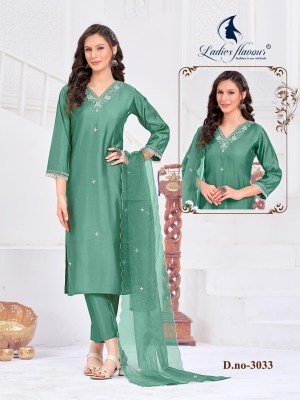 Ladies flavour by DNO 3032 and 3033 heavy embroidered fancy readymade suit catalogue at low rate readymade suit catalogs