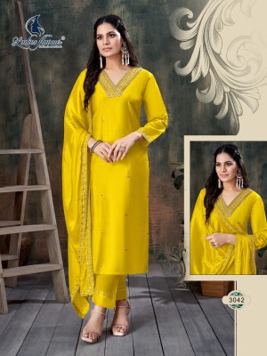 Ladies flavour by DNO 3039 to 3042 roman with heavy embroidered readymade suit catalogue at low rate readymade suit catalogs