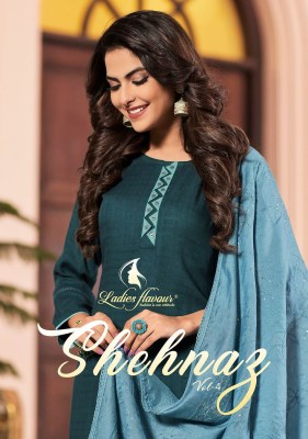 Ladies flavour by shehnaz vol 4 heavy reyon kurta palazzo with dupatta catalog at wholesale price Ladies Flavour