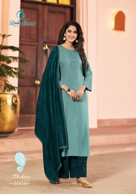 Ladies flavour by shehnaz vol 4 heavy reyon kurta palazzo with dupatta catalog at wholesale price readymade suit catalogs