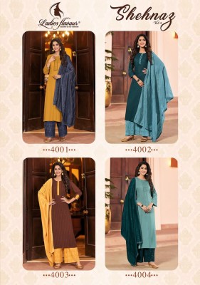 Ladies flavour by shehnaz vol 4 heavy reyon kurta palazzo with dupatta catalog at wholesale price readymade suit catalogs