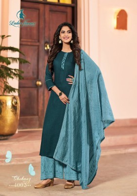 Ladies flavour by shehnaz vol 4 heavy reyon kurta palazzo with dupatta catalog at wholesale price readymade suit catalogs