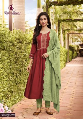 Ladies flavour by surbhi vol 2 heavy embroidery rayon kurti pant with dupatta at wholesale rate kurtis catalogs