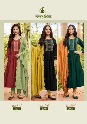 Ladies flavour by surbhi vol 2 heavy embroidery rayon kurti pant with dupatta at wholesale rate kurtis catalogs