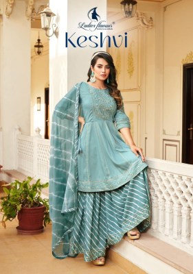 Ladies flavour lunch by keshvi Premium Festival leheriya Collection readymade sharara suit catalog at wholesale price pakistani suit catalogs