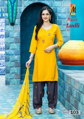 Ladle by Master Reyon embroidered work readymade patiyala with suit and dupatta catalogue at low price readymade suit catalogs