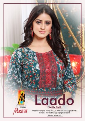 Ladoo Belt by Master fancy reyon foil printed kurti pant and dupatta catalogue at affordable rate  readymade suit catalogs