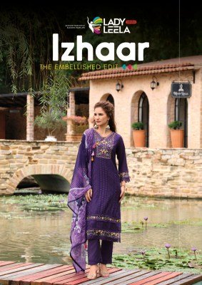 Lady Leela Izhaar Festive Edit Pure Maslin Schiffli Top, Silk Bottom And Tassel Trim Organza Dupatta Wholesale Lady leela