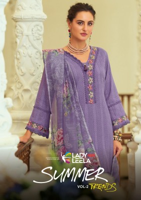 Lady Leela Summer Treads Vol 2 Pure Cotton Embroidery And Handwork Dress Set Top Bottom And Dupatta Wholesale  wholesale catalogs