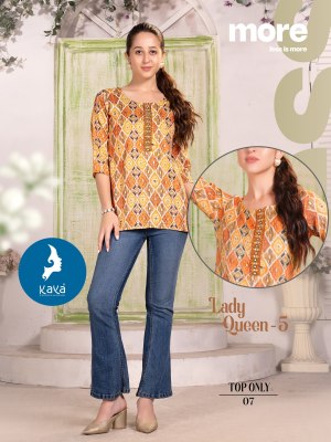 Lady Queen 5 by Kaya Capsual printed Fancy short top catalogue at affordable rate western wear catalogs