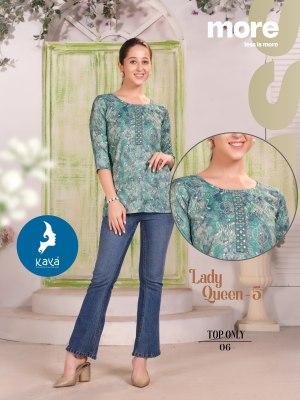 Lady Queen 5 by Kaya Capsual printed Fancy short top catalogue at affordable rate western wear catalogs