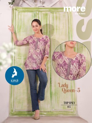 Lady Queen 5 by Kaya Capsual printed Fancy short top catalogue at affordable rate western wear catalogs