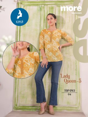 Lady Queen 5 by Kaya Capsual printed Fancy short top catalogue at affordable rate western wear catalogs