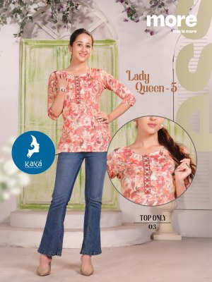 Lady Queen 5 by Kaya Capsual printed Fancy short top catalogue at affordable rate western wear catalogs