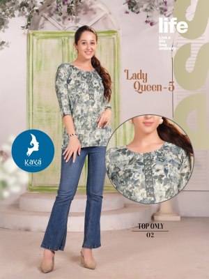 Lady Queen 5 by Kaya Capsual printed Fancy short top catalogue at affordable rate western wear catalogs