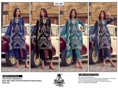 Laiba the designer studio by AM vol 284 pure georgette designer readymade pakistani suit catalogue with low rate readymade suit catalogs