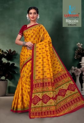 Lakhani presenting bitcoin printed cotton saree with blouse catlogue at wholesale price sarees catalogs