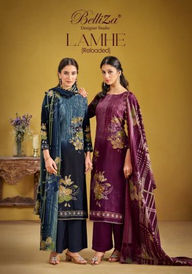 Lamhe by Belliza Pure Viscose reyon Unstitched dress material catalogue at affordable rate  wholesale catalogs