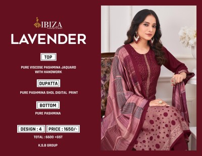 Lavender by IBIZA Pure Viscose Pashmina Handwork Unstitched Salwar Suit catalogue  salwar kameez catalogs