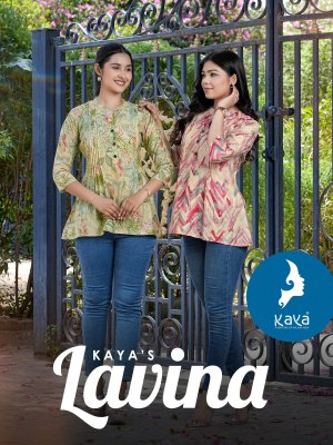 Lavina by Kaya Chanderi modal foil printed western wear catalogue at affordable rate Kaya kurti