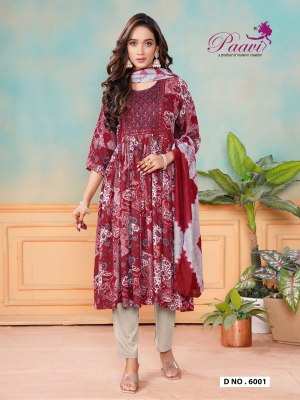 Lavya 2 by Paavi Heavy Rinkle reyon printed flared kurti pant and dupatta catalogue kurti pant with dupatta Catalogs