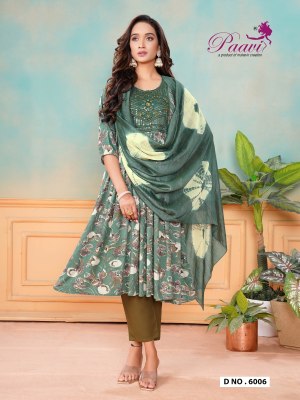 Lavya 2 by Paavi Heavy Rinkle reyon printed flared kurti pant and dupatta catalogue kurti pant with dupatta Catalogs