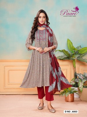 Lavya 2 by Paavi Heavy Rinkle reyon printed flared kurti pant and dupatta catalogue kurti pant with dupatta Catalogs