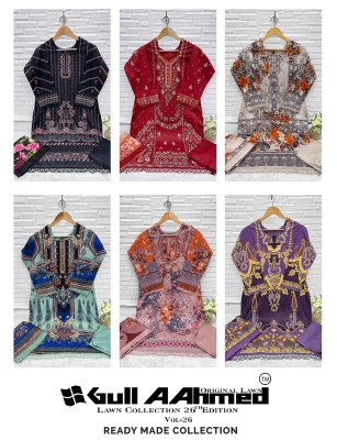 Lawn Vol 26 by Gull Aahmed Karachi Pure Lawn Cotton Printed readymade suit catalogue with low rate readymade suit catalogs