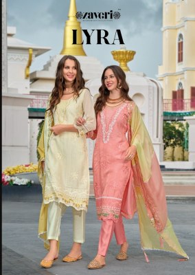 Layra by Zaveri Soft Organza with embroidered kurti pant and dupatta catalogue at amaviexpo Zaveri  women beauty 