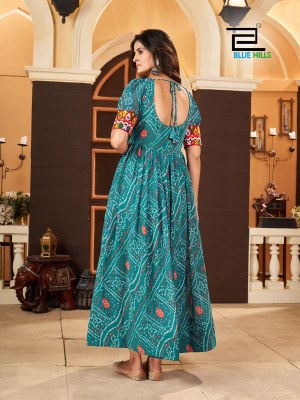 Lehariyo by Blue hills Long Frill with heavy Gamthi Work and real mirror and Designer Gown  catalogue gown catalogs