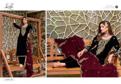 Levisha Apsara Velvet Collection Dress Material 9000 Embroidered Suits Wholesale dress material catalogs