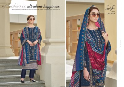 Levisha Madhubala 7 Cemric Lawn Cotton Pakistani Style Printed Kurti Pant And Dupatta Unstiched  Wholesale  kurtis catalogs