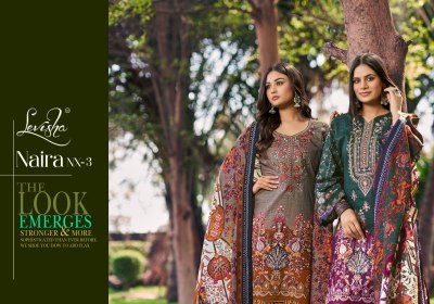 Levisha by Naira nx vol 3 cambric cotton embroidered pakistani suit catalogue at affordable rate pakistani suit catalogs