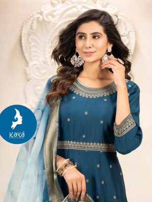 Lexa by Kaya Heavy roman silk designer anarkali suit catalogue at amaviexpo Kaya kurti