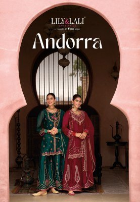 Lily And Lali Andorra Festival Collection Fancy Silk Kurti with Hand Embroidery Divider Palazzo And Net Cutwork Dupatta Wholesale Lily and lali Kurti catalogue 