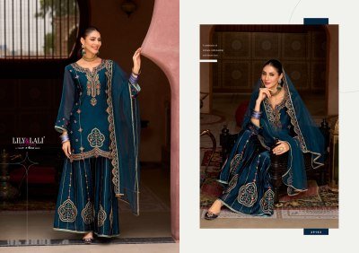 Lily And Lali Andorra Festival Collection Fancy Silk Kurti with Hand Embroidery Divider Palazzo And Net Cutwork Dupatta Wholesale kurtis catalogs