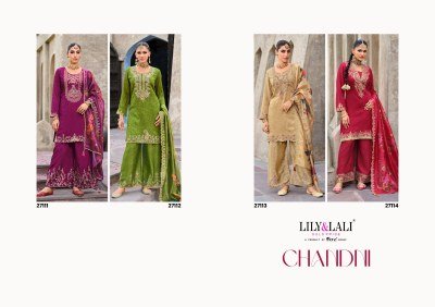 Lily And Lali Chandni Collection Handworked Fancy Chinnon Silk Top with Exclusive Sleeve Embroidery  Embroidered Bottom And Printed Embellished Dupatt kurtis catalogs