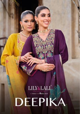 Lily And Lali Deepika Premium Festive Silk Ensemble Handworked Top, Fancy Bottom And Floral Dupatta Wholesale wholesale catalogs