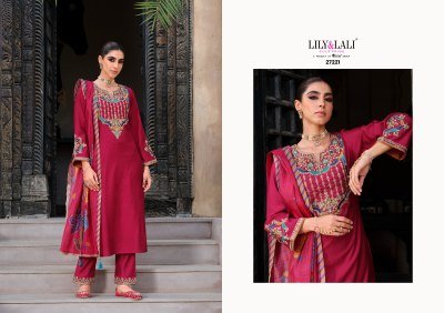 Lily And Lali Deepika Premium Festive Silk Ensemble Handworked Top, Fancy Bottom And Floral Dupatta Wholesale kurtis catalogs