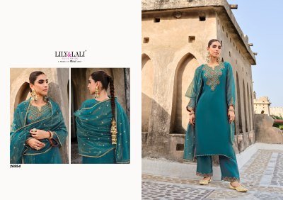 Lily And Lali Dilbar Top Set Handcrafted Fancy Simmer Silk with Exclusive Sleeve And Lace Bottom  Embroidered Net Dupatta with Tassels Wholesale kurtis catalogs