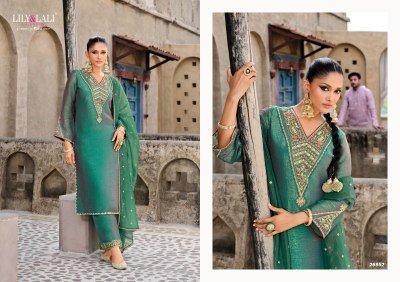 Lily And Lali Dilbar Top Set Handcrafted Fancy Simmer Silk with Exclusive Sleeve And Lace Bottom  Embroidered Net Dupatta with Tassels Wholesale kurtis catalogs