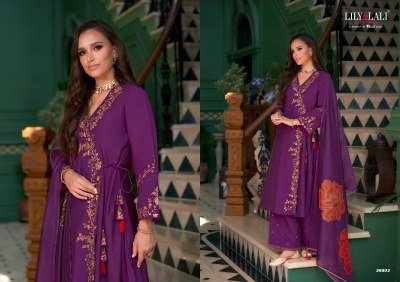 Lily And Lali Embroidered Angrakha Kurti Set with Mirror Work with Pocket Embroidered Palazzo And Organza Dupatta Wholesale kurtis catalogs