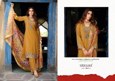 Lily And Lali Exclusive Rose Handwork Set  Simmer Silk Top And Bottom with Floral Dupatta Wholesale kurtis catalogs